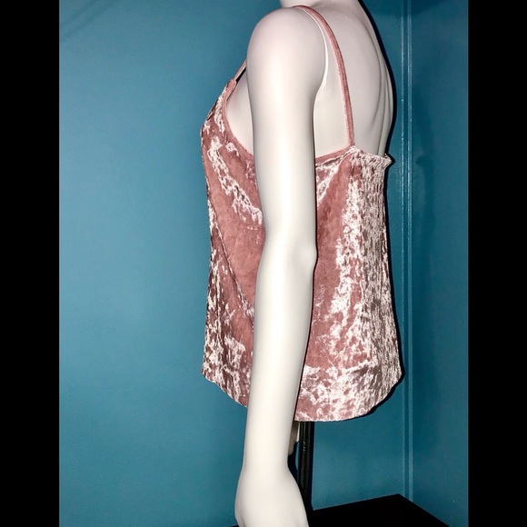 E Q • Pink Crushed Velvet Cami / size (L) NEW! - Picture 3 of 6